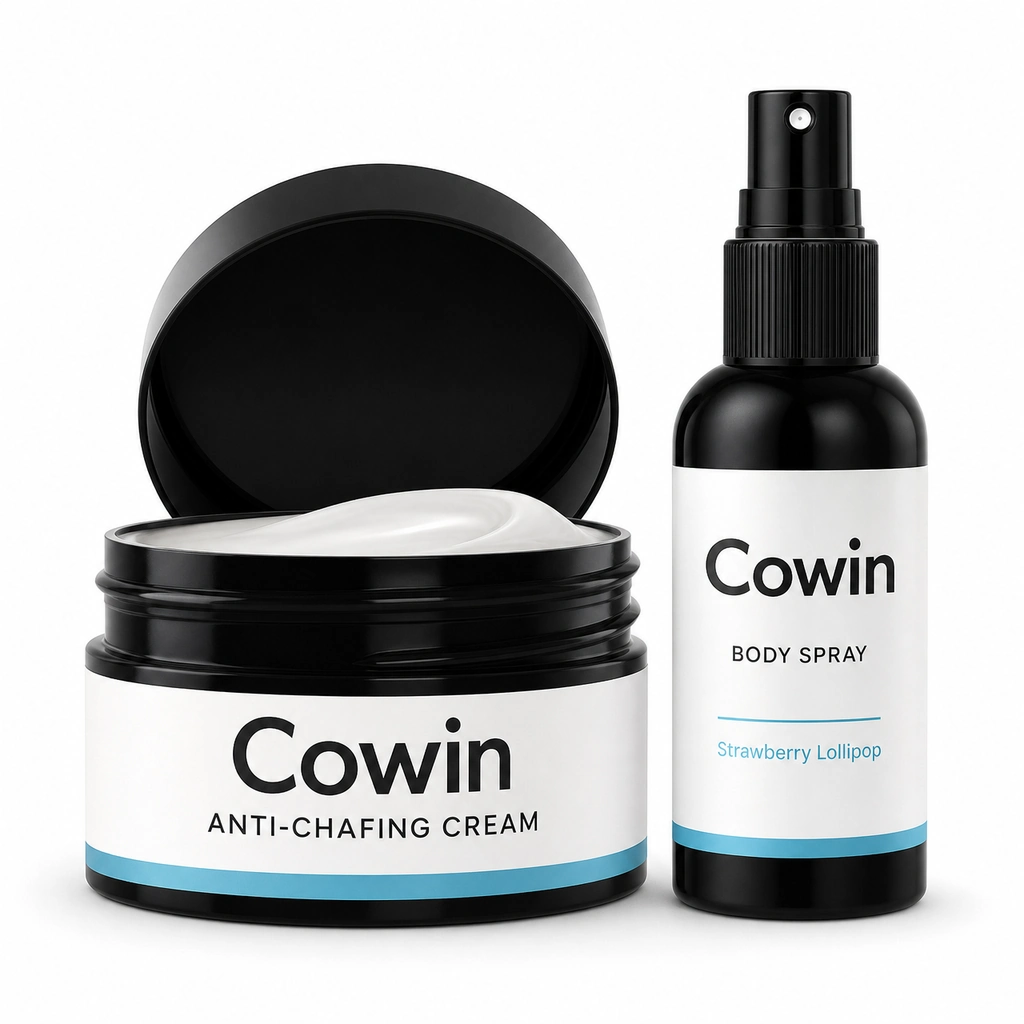 Cowin Anti-Chafing Cream & Body Spray Set — Anti-chafing care presentation