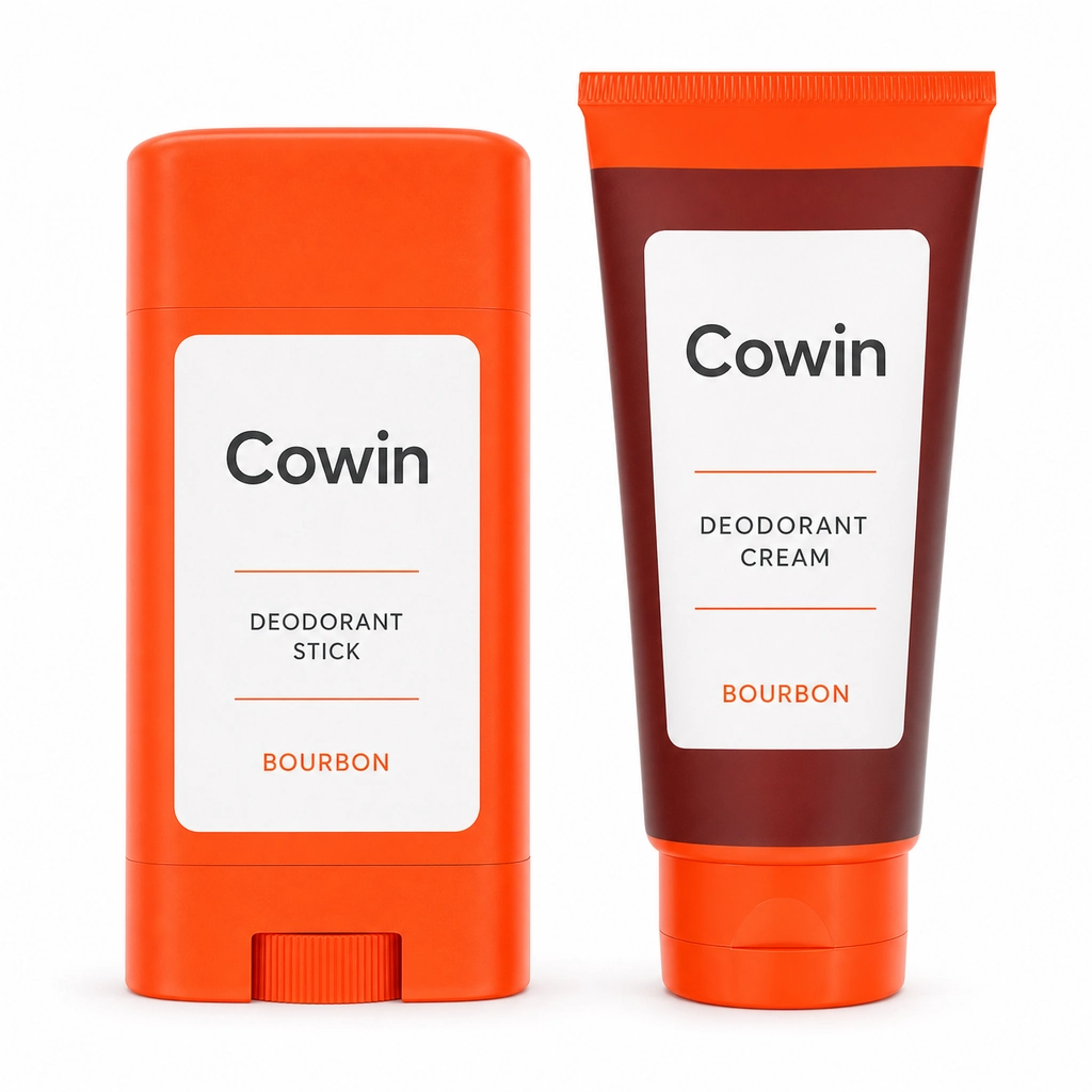 Cowin Bourbon Deodorant Cream & Stick Set — Mixed-format set presentation