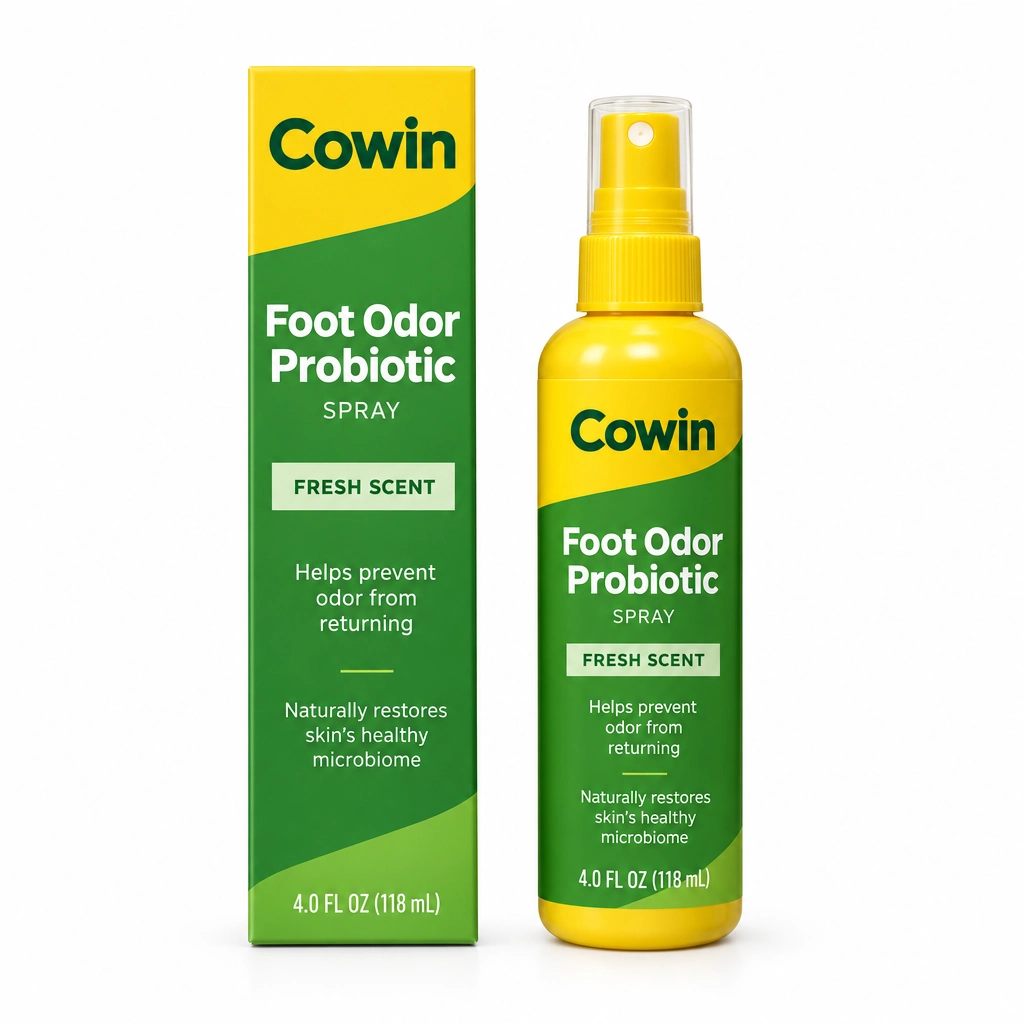 Cowin Foot Odor Spray — Pump & Carton — Spray / mist presentation