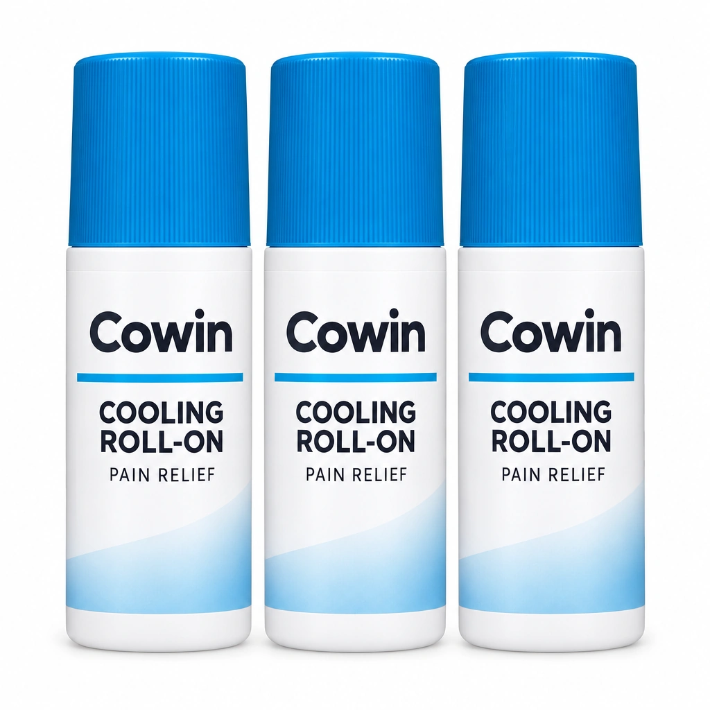 Cowin Cooling Pain Relief Roll-On — Trio — Topical pain relief roll-on presentation