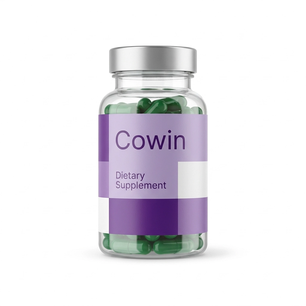 Cowin Dietary Supplement — Purple Capsule Bottle — Dietary supplement presentation