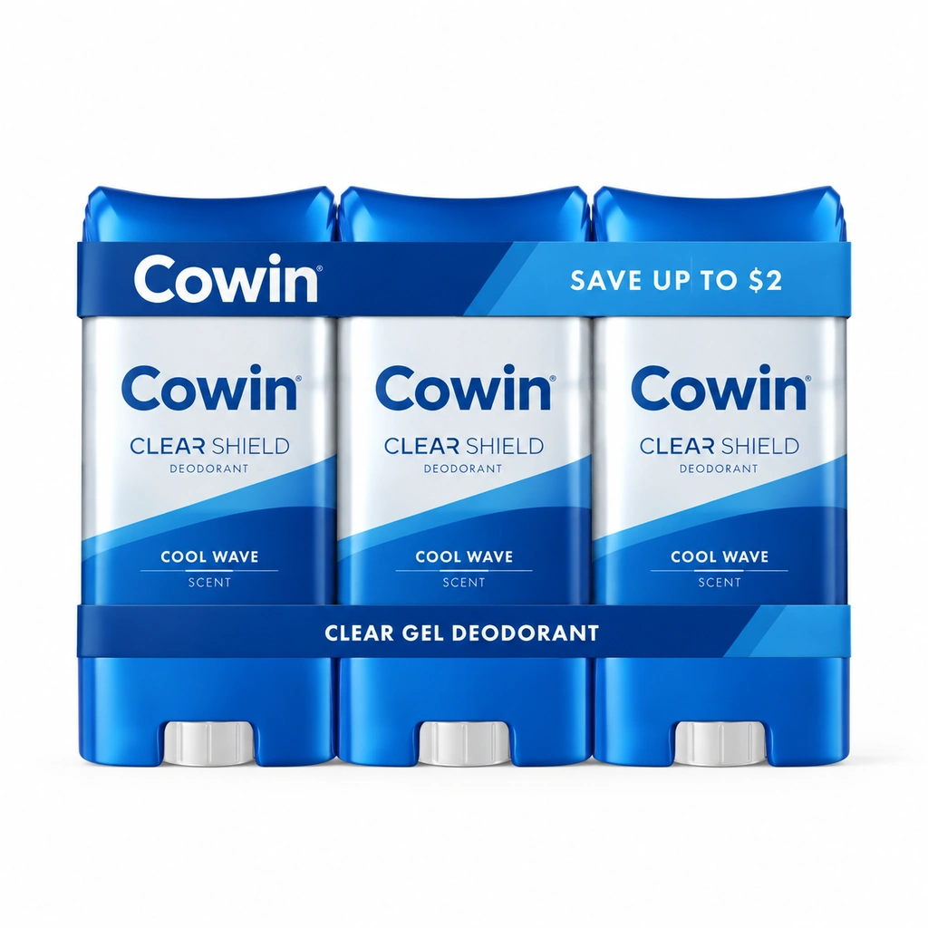 Cowin Cool Wave Clear Gel Deodorant — Three-Pack — Gel deodorant presentation