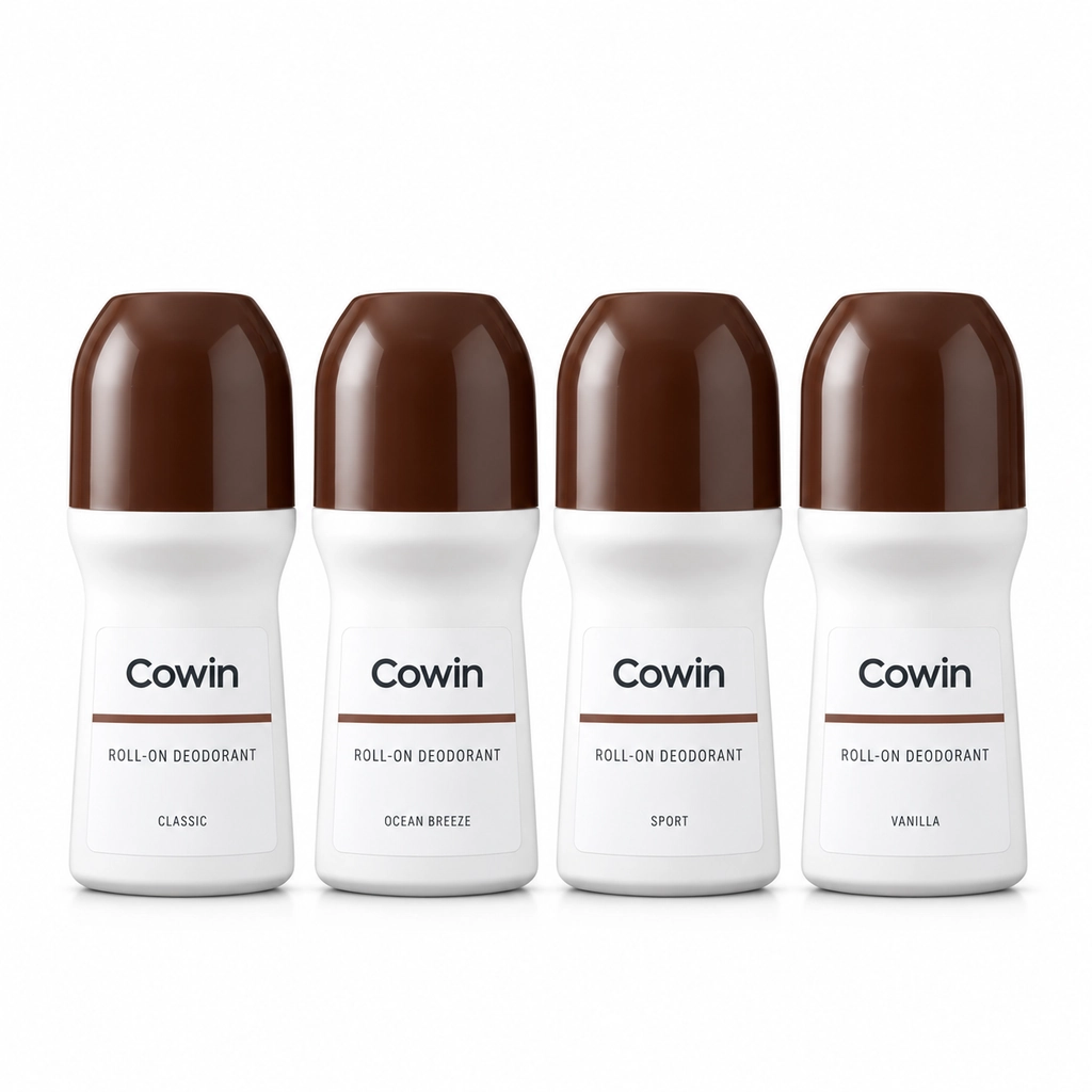 Cowin Roll-On Deodorant — Brown Four-Pack — Roll-on presentation